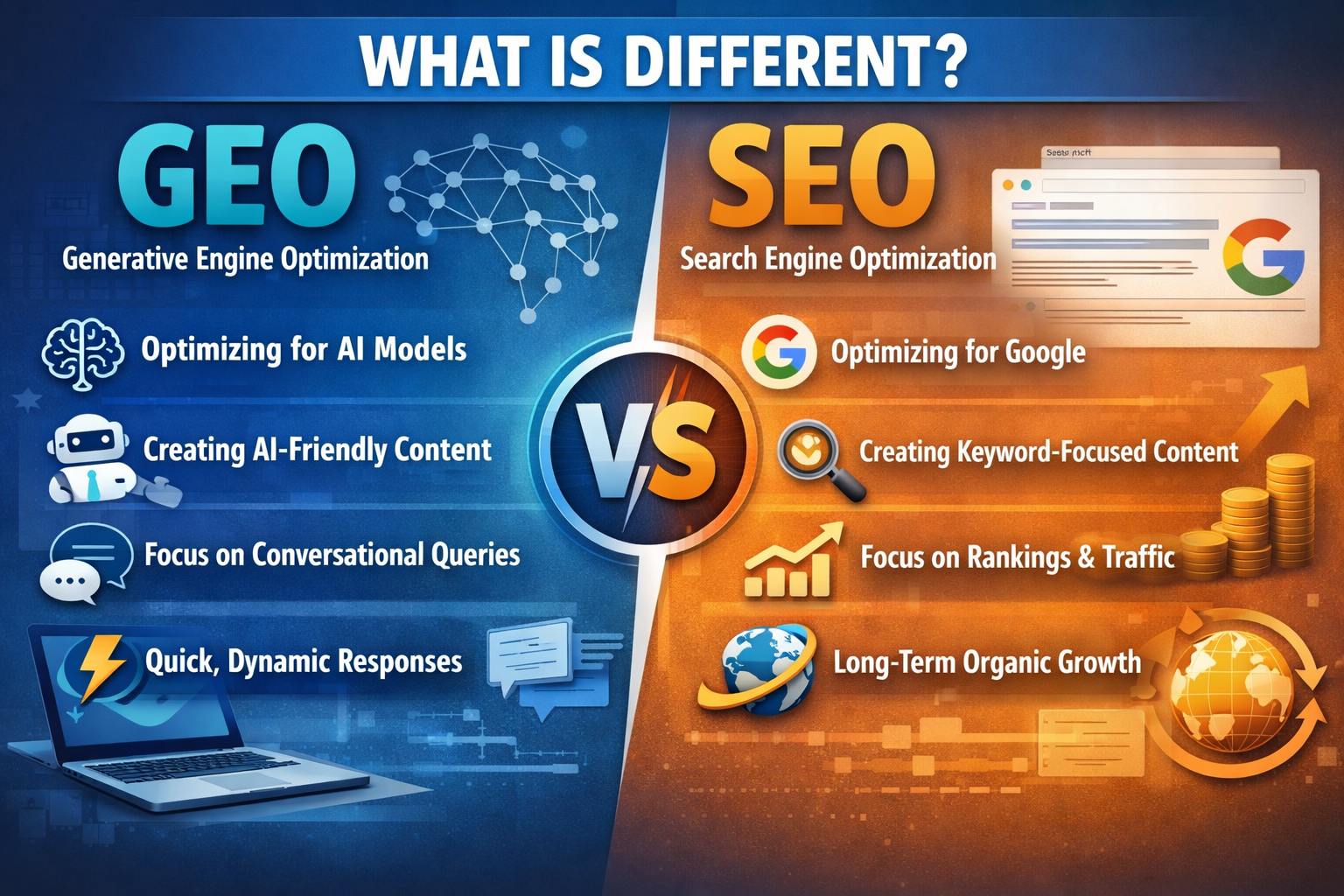Difference Between SEO (Search Engine Optimization) and GEO (Generative Engine Optimization)